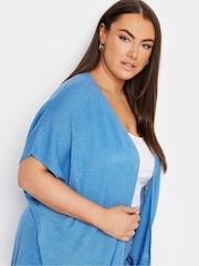 modra - Yours Curve Vezena jopica Edge To Edge Boxy Cardigan - Slika 4 iz 5