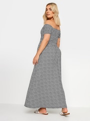 Yours Curve Black Denim Ditsy Shirred Midaxi Dress - Image 4 of 6