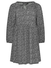 Yours Curve Black Denim Ditsy Shirred Midaxi Dress - Image 6 of 6