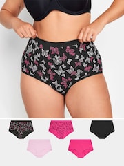 Yours Curve Pink 5 Pack & Butterfly Full Briefs - Image 1 of 7