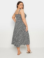 Yours Curve Black Floral Print Textured Midaxi Dress - Image 3 of 4