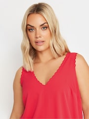 Yours Curve Red Scallop Edge Cami - Image 3 of 5