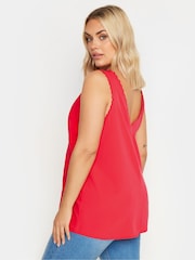 Yours Curve Red Scallop Edge Cami - Image 4 of 5