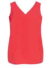 Yours Curve Red Scallop Edge Cami - Image 5 of 5