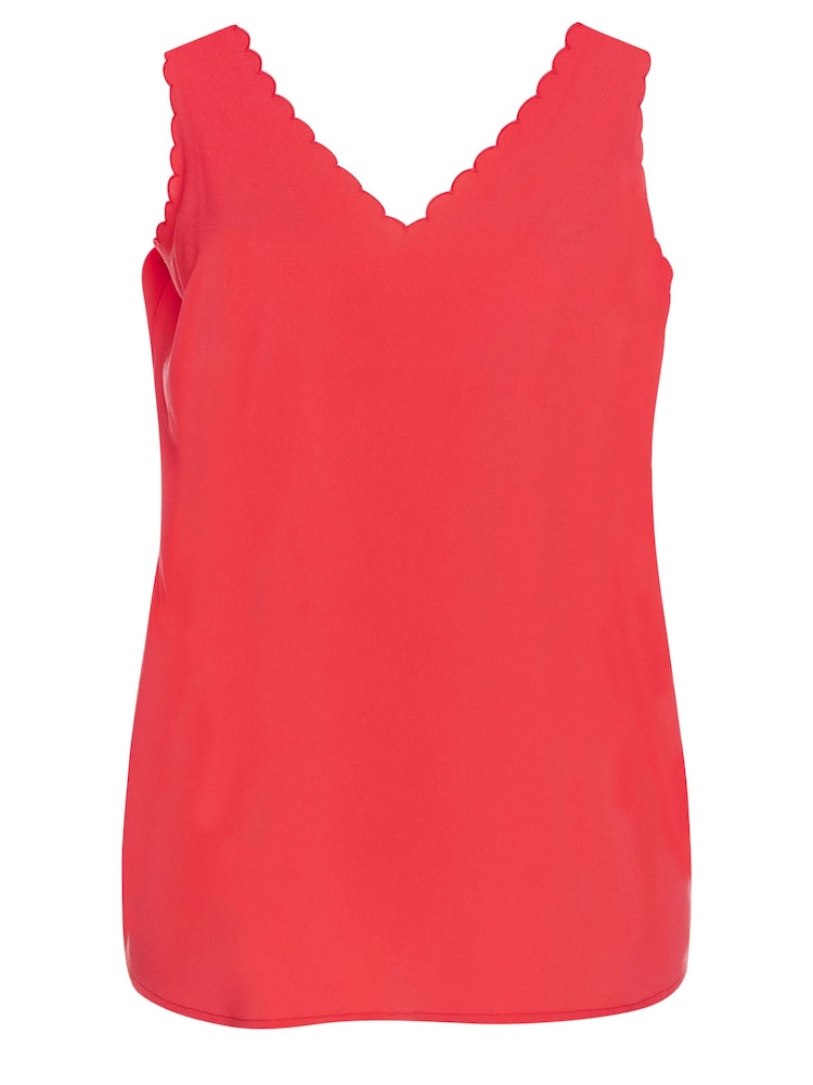 Yours Curve Red Scallop Edge Cami - Image 5 of 5