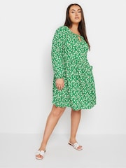 Yours Curve Green Ditsy Textured Midi Dress - Image 1 of 5