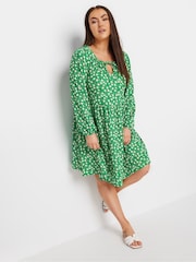 Yours Curve Green Ditsy Textured Midi Dress - Image 2 of 5