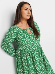 Yours Curve Green Ditsy Textured Midi Dress - Image 4 of 5