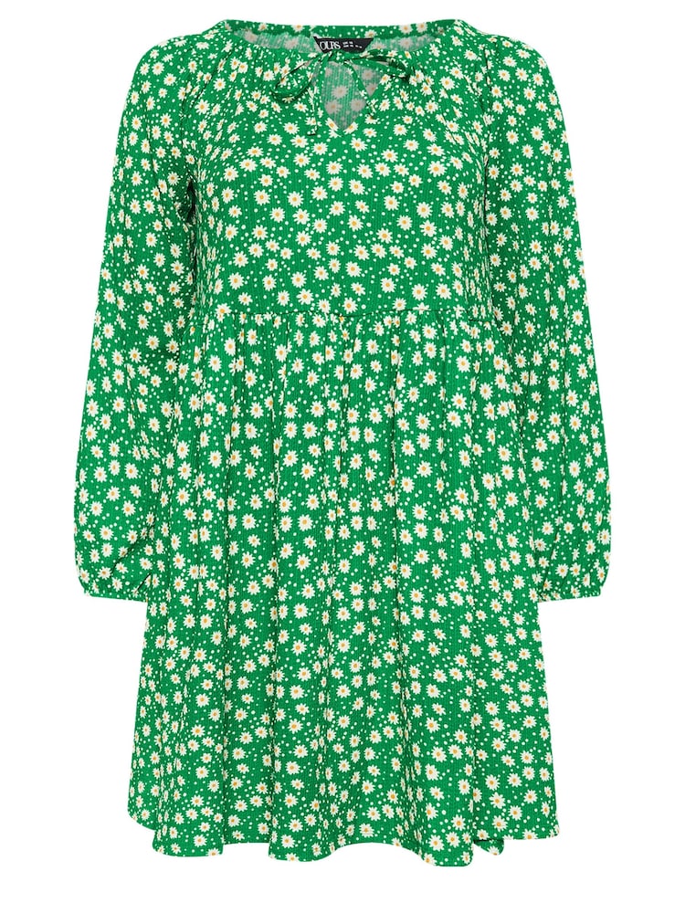 Yours Curve Green Ditsy Textured Midi Dress - Image 5 of 5