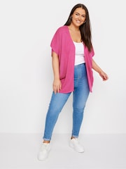rožnata - Yours Curve Vezena jopica Edge To Edge Boxy Cardigan - Slika 2 iz 5
