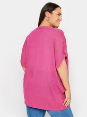 rožnata - Yours Curve Vezena jopica Edge To Edge Boxy Cardigan - Slika 3 iz 5