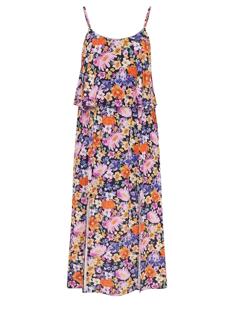 Yours Curve Multi London Floral Overlay Maxi Dress - Image 5 of 5