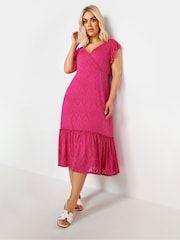 Yours Curve Pink Broderie Anglaise Dress - Image 1 of 5