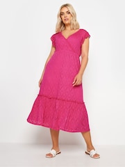 Yours Curve Pink Broderie Anglaise Dress - Image 2 of 5