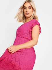 Yours Curve Pink Broderie Anglaise Dress - Image 4 of 5