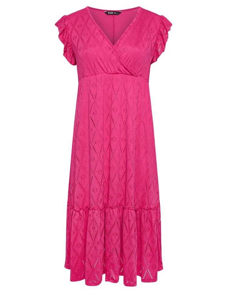Yours Curve Pink Broderie Anglaise Dress - Image 5 of 5