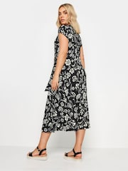 Yours Curve Black Floral Textu Midi Dress - Image 3 of 5