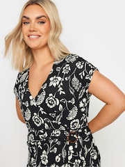 Yours Curve Black Floral Textu Midi Dress - Image 4 of 5