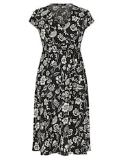 Yours Curve Black Floral Textu Midi Dress - Image 5 of 5