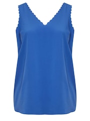 Yours Curve Blue Scallop Edge Cami - Image 5 of 5