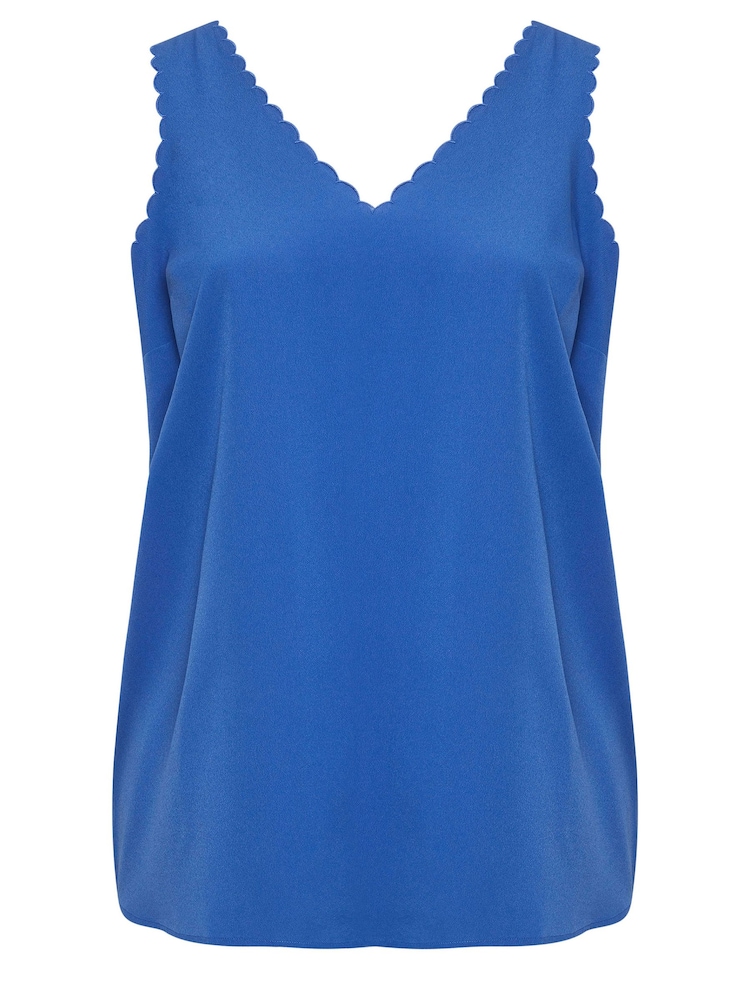 Yours Curve Blue Scallop Edge Cami - Image 5 of 5