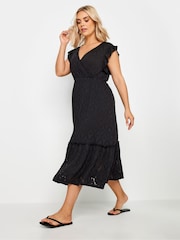 Yours Curve Black Broderie Anglaise Dress - Image 1 of 5