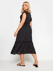 Yours Curve Black Broderie Anglaise Dress - Image 2 of 5