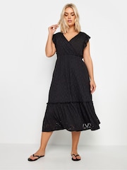 Yours Curve Black Broderie Anglaise Dress - Image 3 of 5