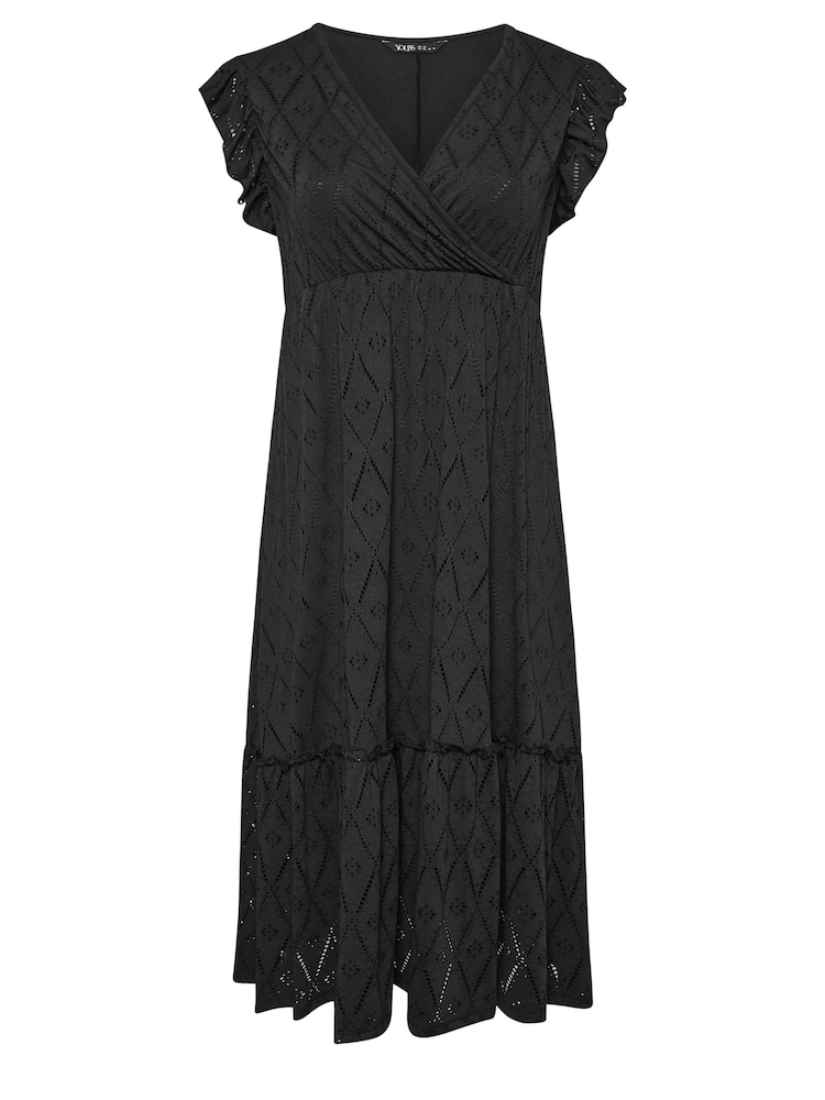 Yours Curve Black Broderie Anglaise Dress - Image 5 of 5