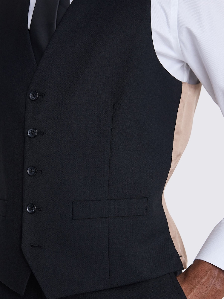 MOSS Black Tailored Fit Half Lined Waistcoat - Image 3 of 3