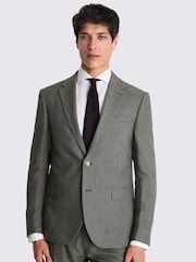 MOSS Green Slim Fit Puppytooth Linen Jacket - Image 3 of 6