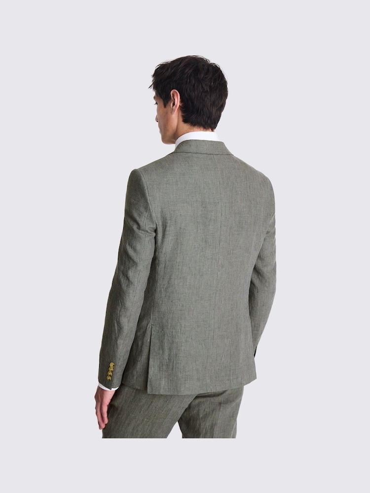 MOSS Green Slim Fit Puppytooth Linen Jacket - Image 6 of 6