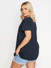 Yours Curve Blue Positivity Heart T-Shirt - Image 4 of 5