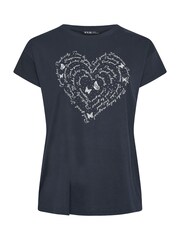 Yours Curve Blue Positivity Heart T-Shirt - Image 5 of 5