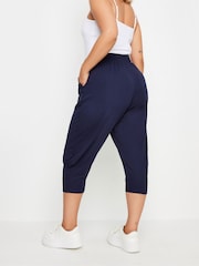 Yours Curve Blue Ruched Harem Trousers - Image 3 of 5