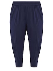 Yours Curve Blue Ruched Harem Trousers - Image 5 of 5