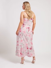 Yours Curve Pink Floral Ruffle Wrap Dress - Image 3 of 5