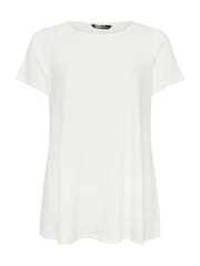 Yours Curve White Ribbed Short Sleeve Swing Top - Image 5 of 5