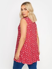 Rot - Yours Curve Floral Print Broderie Anglaise Vest Top - Bild 3 von 5