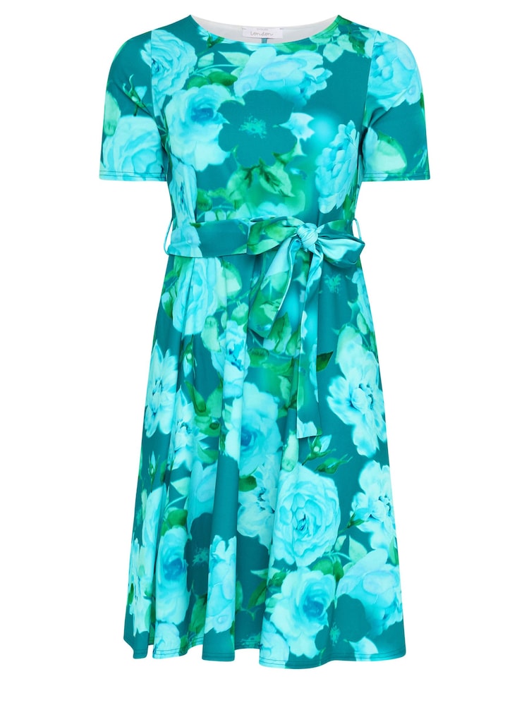 Yours Curve Green Floral Skater Dress - Image 5 of 5