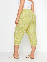 Yours Curve Natural Textured Cropped Harem Trousers - Image 3 of 5