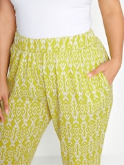 Yours Curve Natural Textured Cropped Harem Trousers - Image 4 of 5