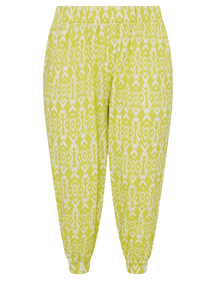 Yours Curve Natural Textured Cropped Harem Trousers - Image 5 of 5