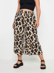 Yours Curve Brown Textured Leopard Print Midaxi Culottes - Image 2 of 5