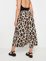 Yours Curve Brown Textured Leopard Print Midaxi Culottes - Image 3 of 5