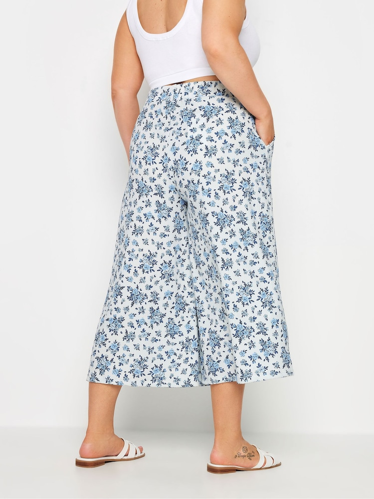 Yours Curve White Vintage Floral Textu Culottes - Image 2 of 5