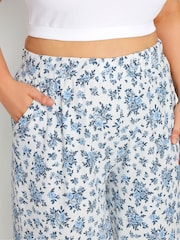 Yours Curve White Vintage Floral Textu Culottes - Image 3 of 5