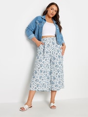 Yours Curve White Vintage Floral Textu Culottes - Image 4 of 5
