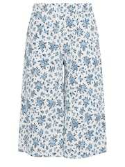 Yours Curve White Vintage Floral Textu Culottes - Image 5 of 5