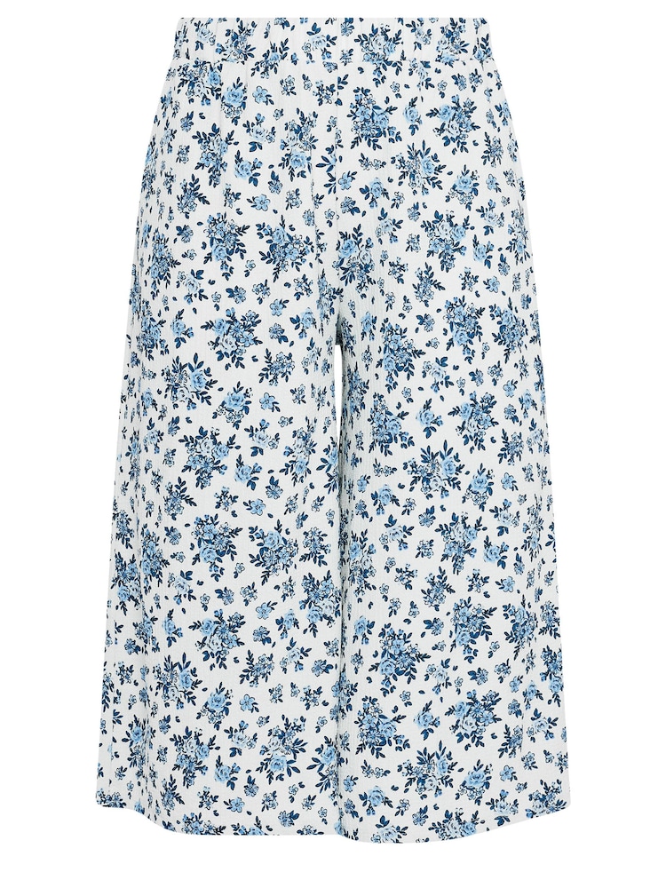 Yours Curve White Vintage Floral Textu Culottes - Image 5 of 5